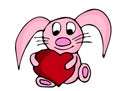 Vector greeting card for Valentine`s day with a cute hare and a heart. Great card for lovers.